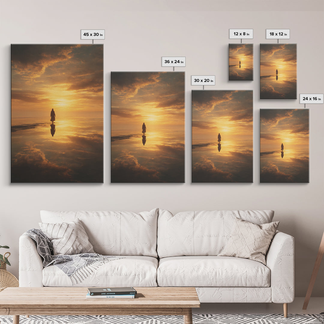 Eternal Sunrise Path, Framed Canvas Print, Christian Art Canvas, Jesus Christmas Art, Christian Wall Art, Moody Christmas Art, Christian Gi