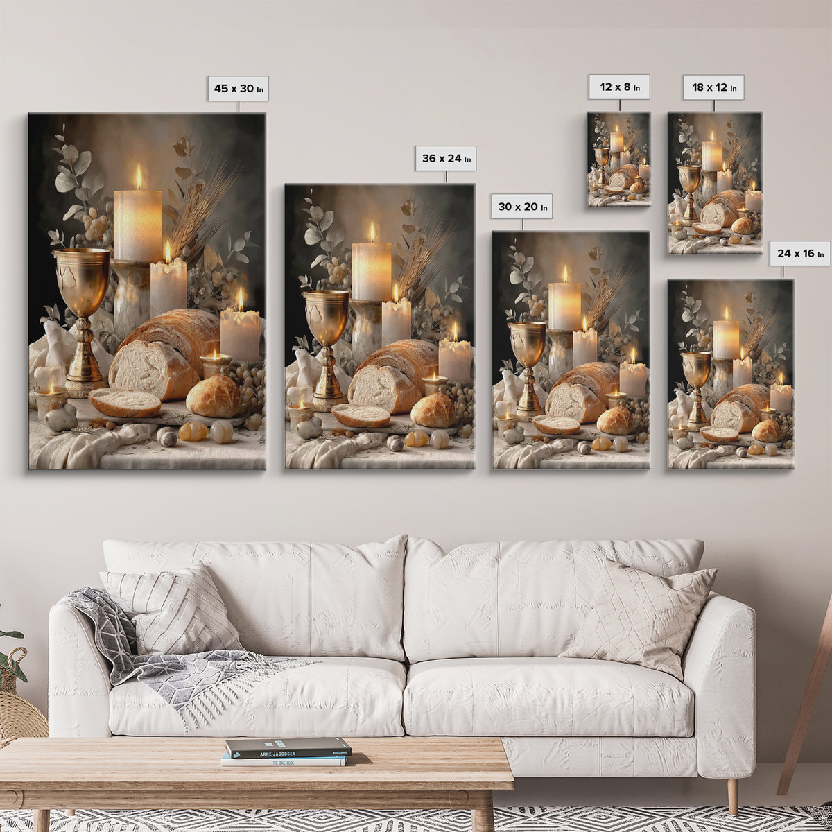 Graceful Still Table, Framed Canvas Print, Christian Wall Art, White Christmas Art, Christian Art Canvas, Christian Decor