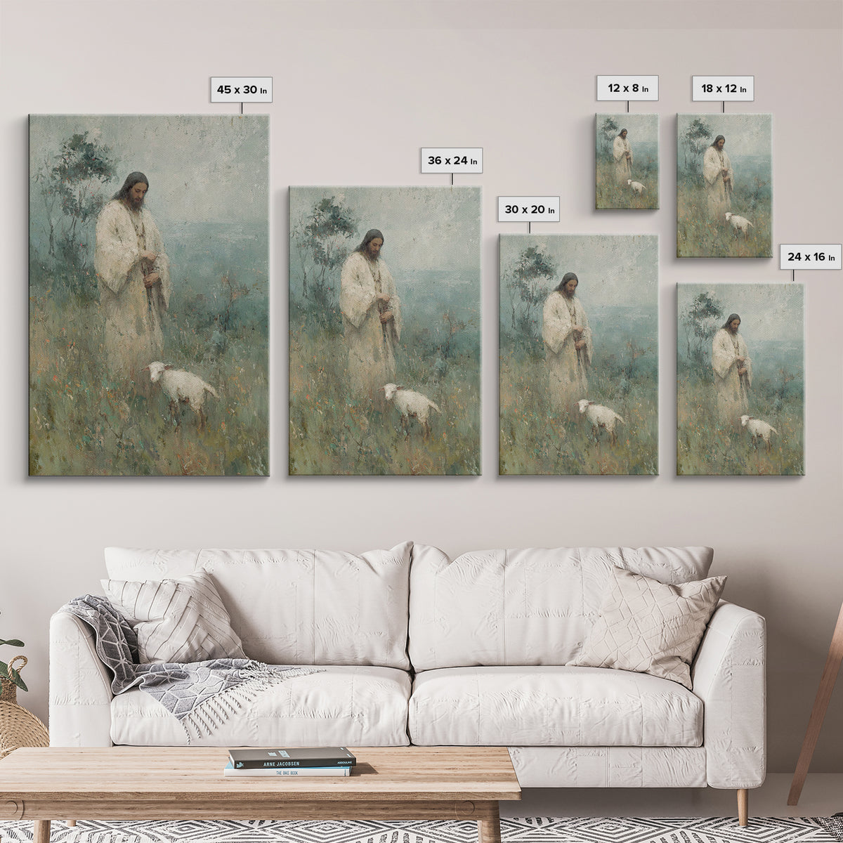 Gentle Shepherd Light | Framed Canvas Print | Christian Paintings | Jesus Art Print | Subtle Christian Art | Christian Art Canvas | Christi