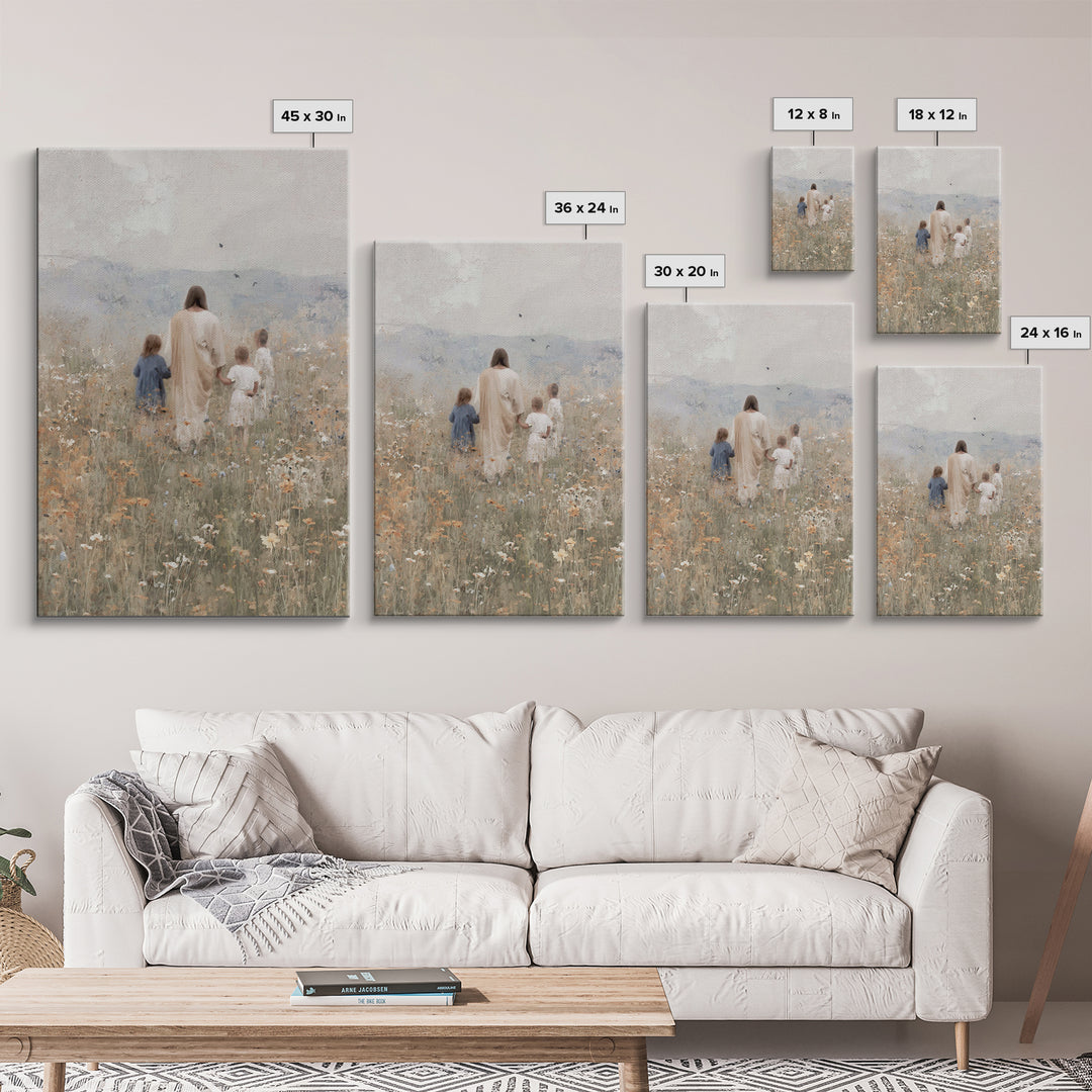 Fields Of Promise, Framed Canvas Print, Christian Wall Art, Christian Art Canvas, Jesus Painting, Christian Gift Ideas, Christian Christmas
