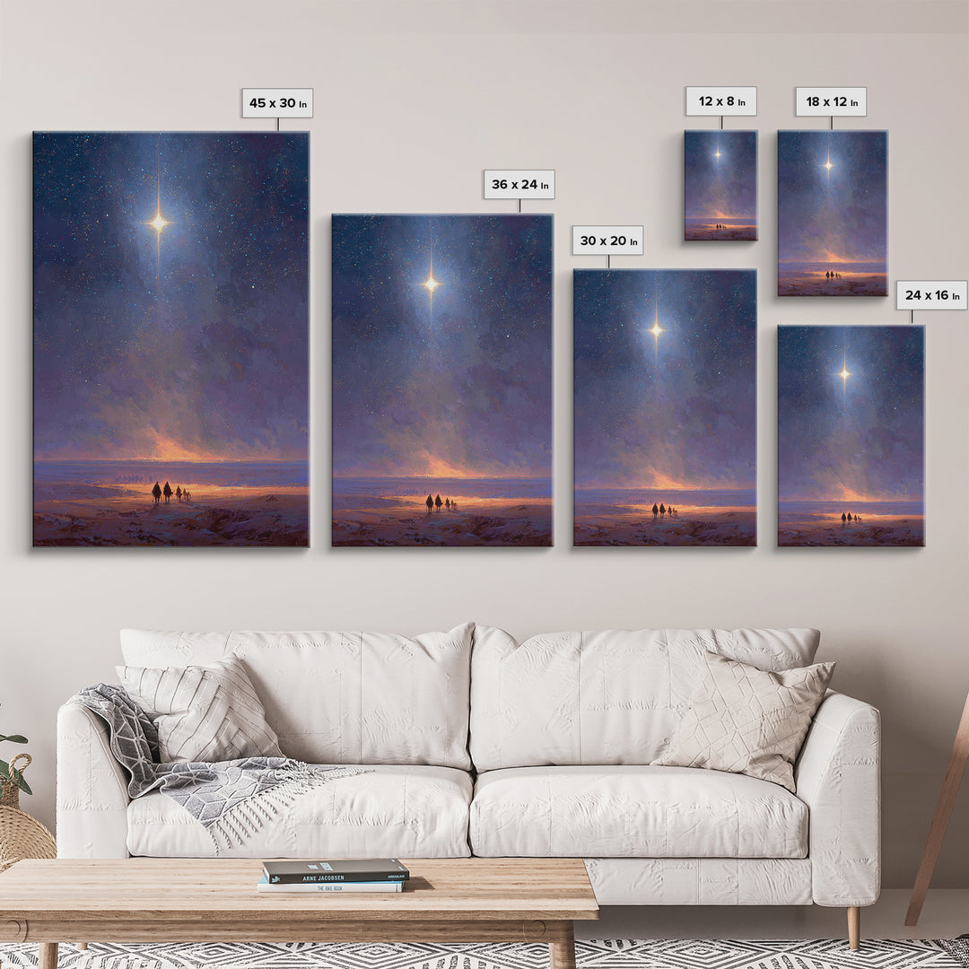 Journey Of Light | Framed Canvas Print | Christian Christmas Art | Christmas Wall Art | Christian Art Canvas | Modern Christian Art