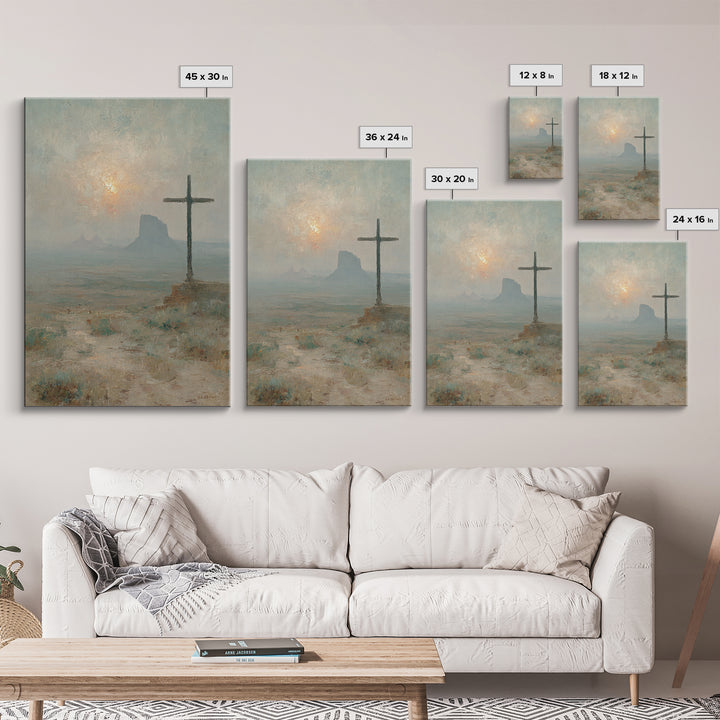 Cross At Dawn – Framed Canvas Print – Christian Wall Art – Christian Painting – Subtle Christian Art – Christian Art Canvas