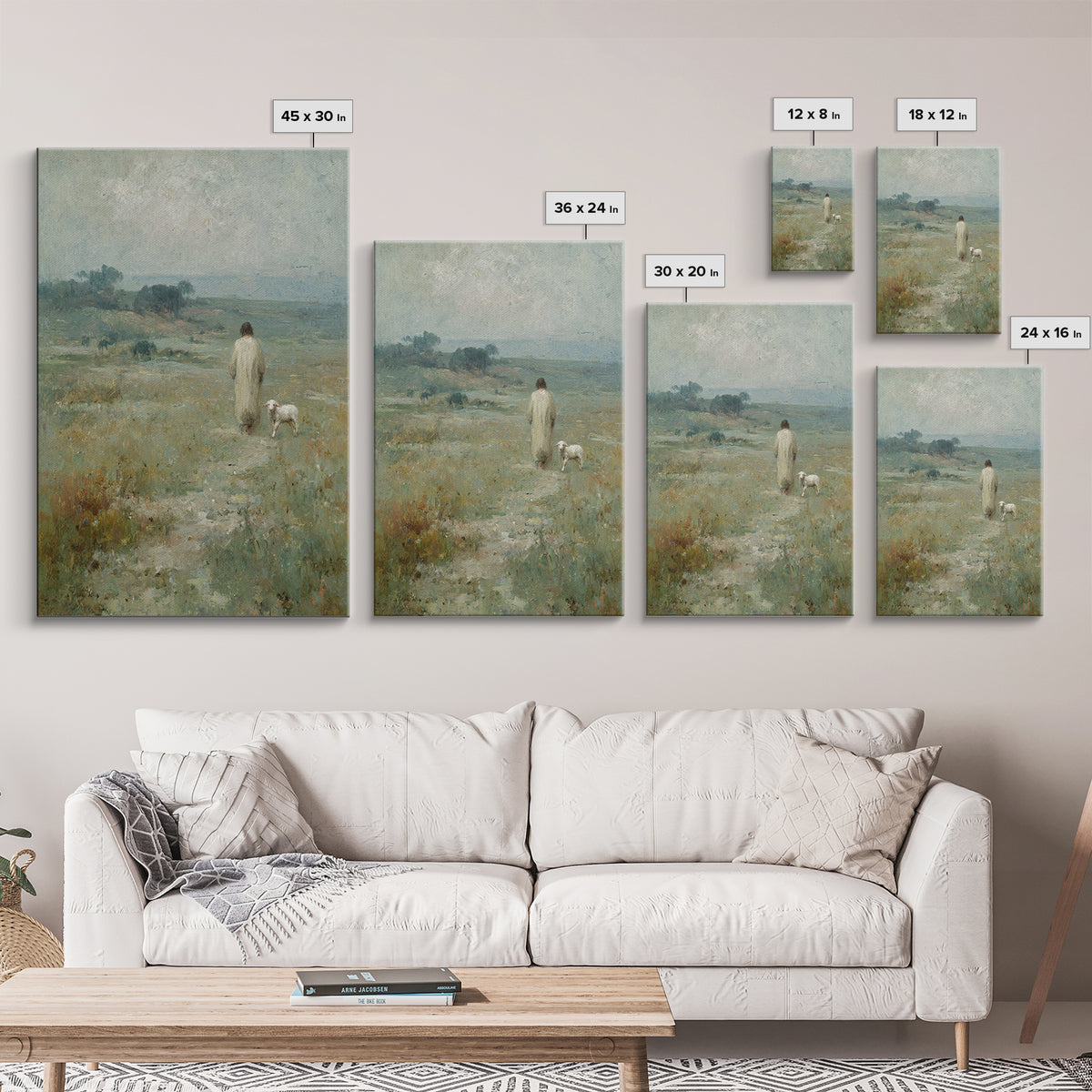 Quiet Meadow Steps – Framed Canvas Print – Christian Art – Christian Art Canvas – Christian Wall Art – Jesus Painting – Christian Art Print
