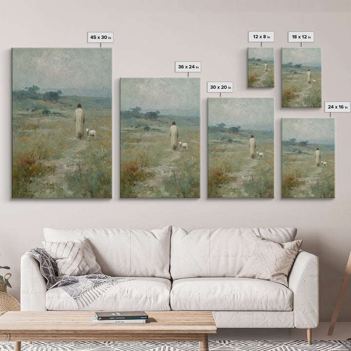 Quiet Meadow Steps – Framed Canvas Print – Christian Art – Christian Art Canvas – Christian Wall Art – Jesus Painting – Christian Art Print