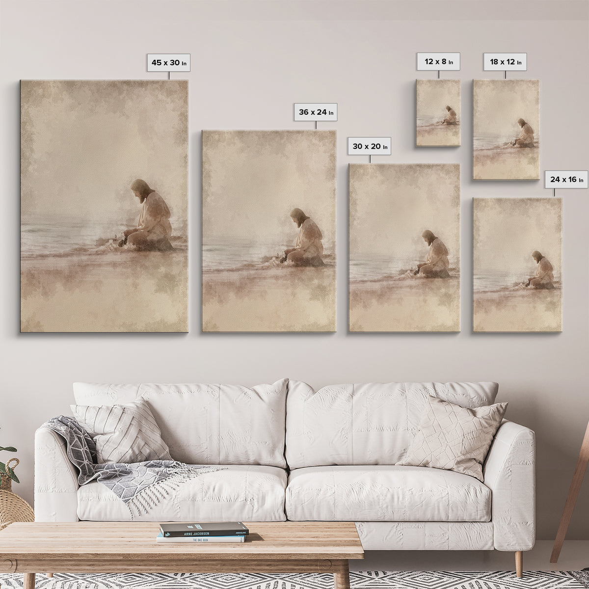 Sacred Tides Whisper – Framed Canvas Print – Christian Wall Art – Jesus Canvas Art – Christian Art Canvas – Minimalist Christian Art – Chri