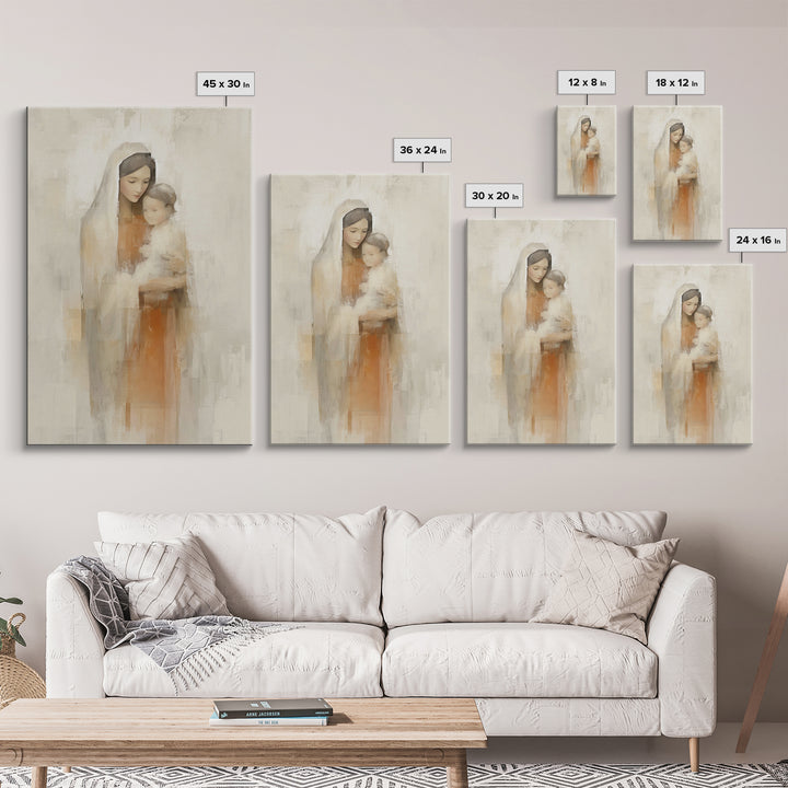 Blessed Mother Love | Framed Canvas Print | Christian Wall Art | Mary And Jesus Painting | Christian Art Canvas | Modern Christian Art | Ch