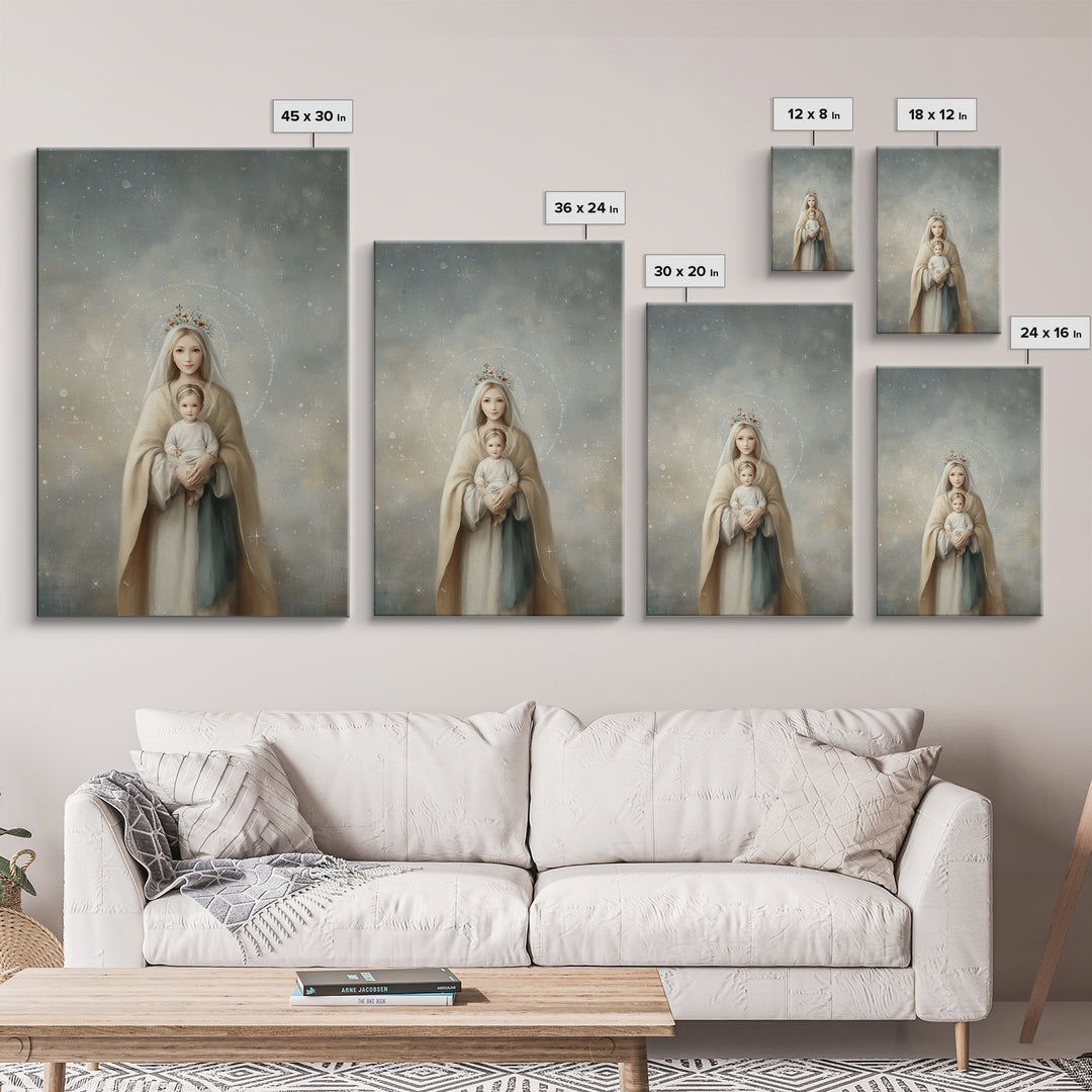Heavenly Crown Grace – Framed Canvas Print – Christian Wall Art – Mary And Jesus Painting – Christian Art Canvas – Christian Gift Ideas – C