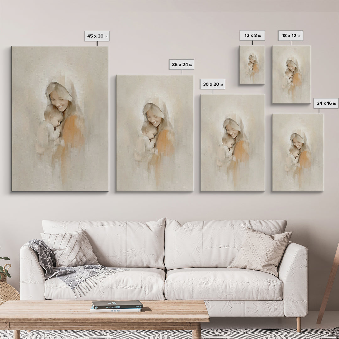 Radiant Mercy - Framed Canvas Print - Christian Wall Art - Christian Art Canvas - Vintage Christian Art - Mary And Jesus Painting - Christi