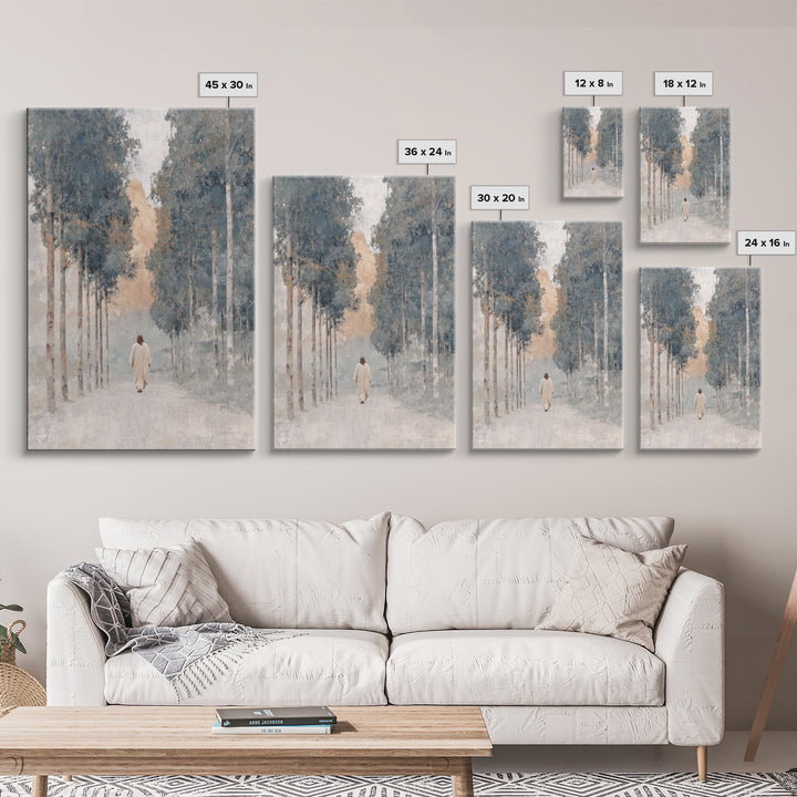 Walk In Peace – Framed Canvas Print – Christian Art Canvas – Blue Christian Art – Christian Wall Art – Christian Painting – Unique Christia
