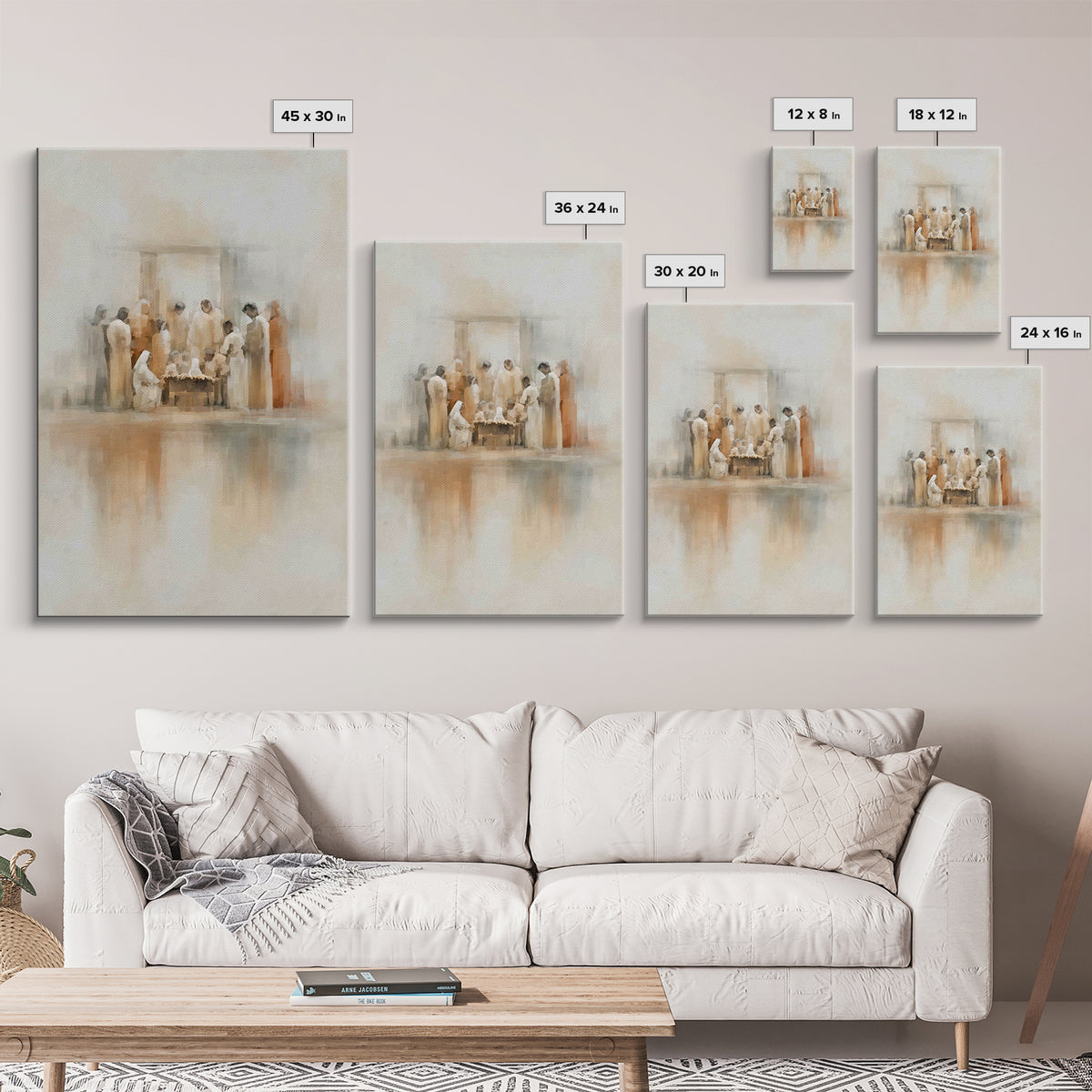 Gathered In Wonder, Framed Canvas Print, Christian Paintings, Christian Art Work, Christmas Art, Subtle Christian Art