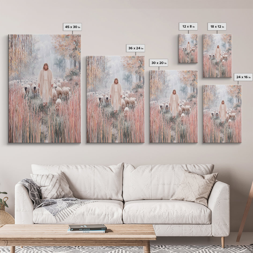 Shepherd Of Light | Framed Canvas Print | Jesus Painting Canvas | Christian Art | Large Jesus Wall Art | Modern Christian Painting