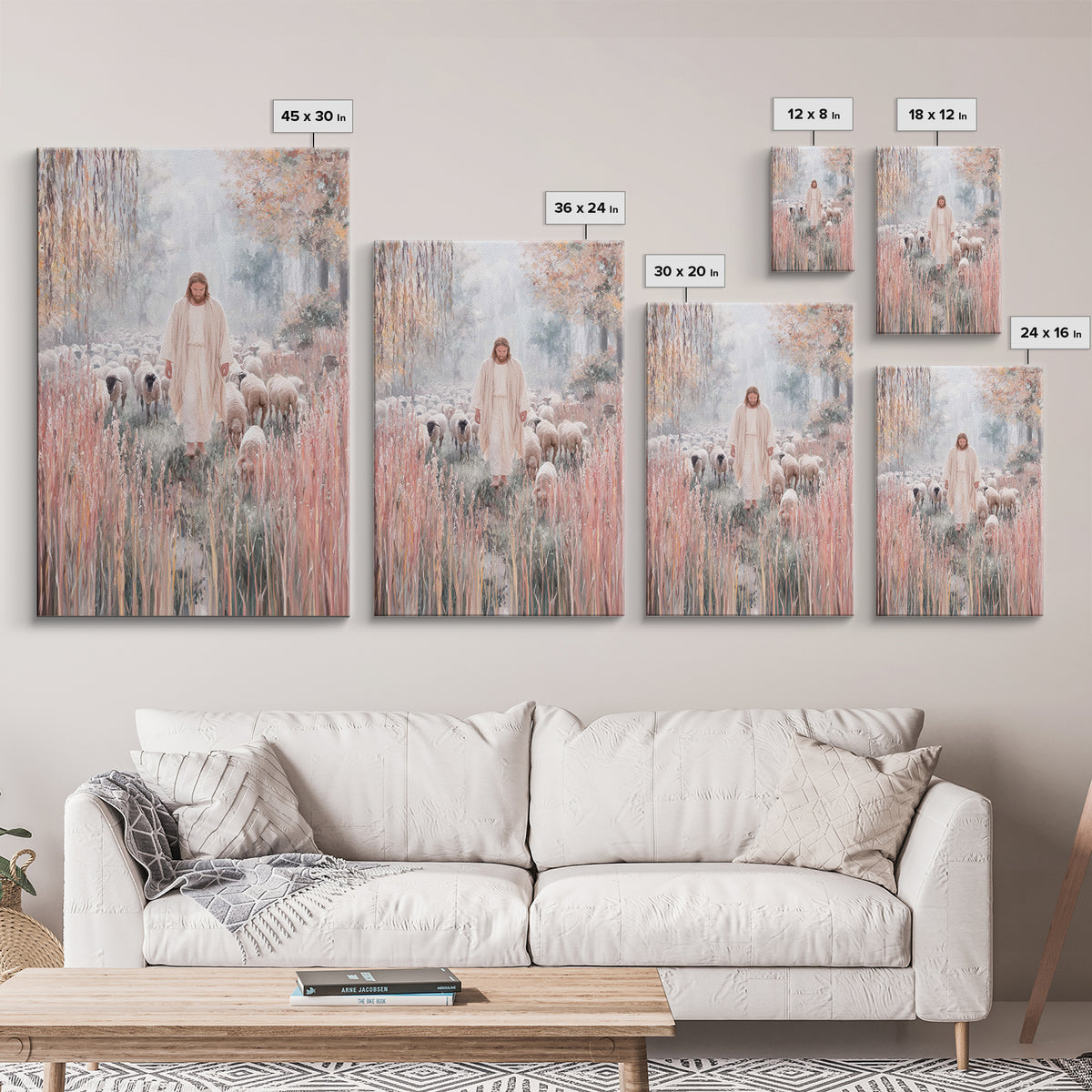 Shepherd Of Light | Framed Canvas Print | Jesus Painting Canvas | Christian Art | Large Jesus Wall Art | Modern Christian Painting