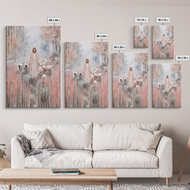 Shepherd Of Light | Framed Canvas Print | Jesus Painting Canvas | Christian Art | Large Jesus Wall Art | Modern Christian Painting