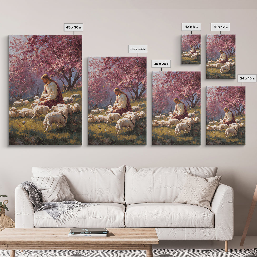 Blossoms Of Peace - Framed Canvas Print - Christian Art Canvas - Jesus Painting - Christian Wall Art - Spring Christian Art - Christian Gif