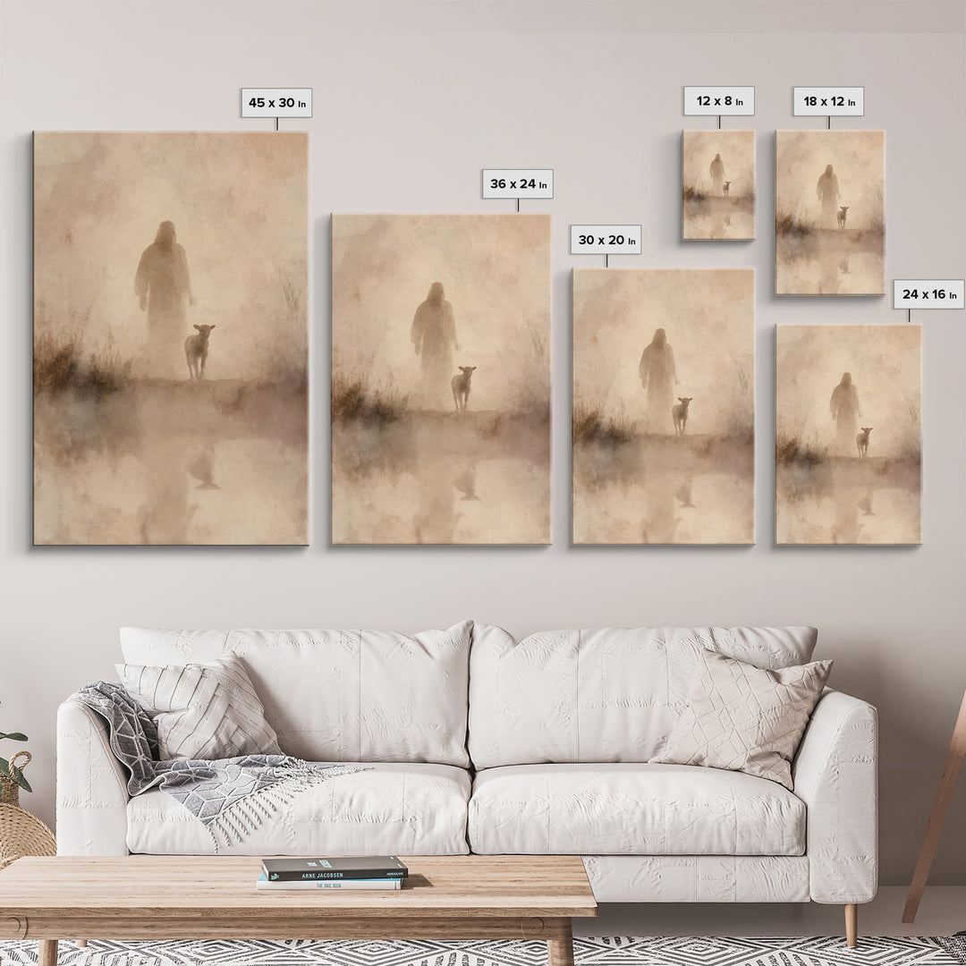 Shepherd’s Dawn – Framed Canvas Print – Christian Wall Art – Jesus Painting – Christian Art Canvas – Vintage Christian Art – Christian Art