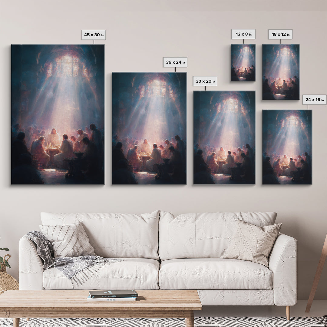 Table Of Light – Framed Canvas Print – Christian Art Canvas – Christian Wall Art – Large Jesus Painting – Modern Christian Art – Christian
