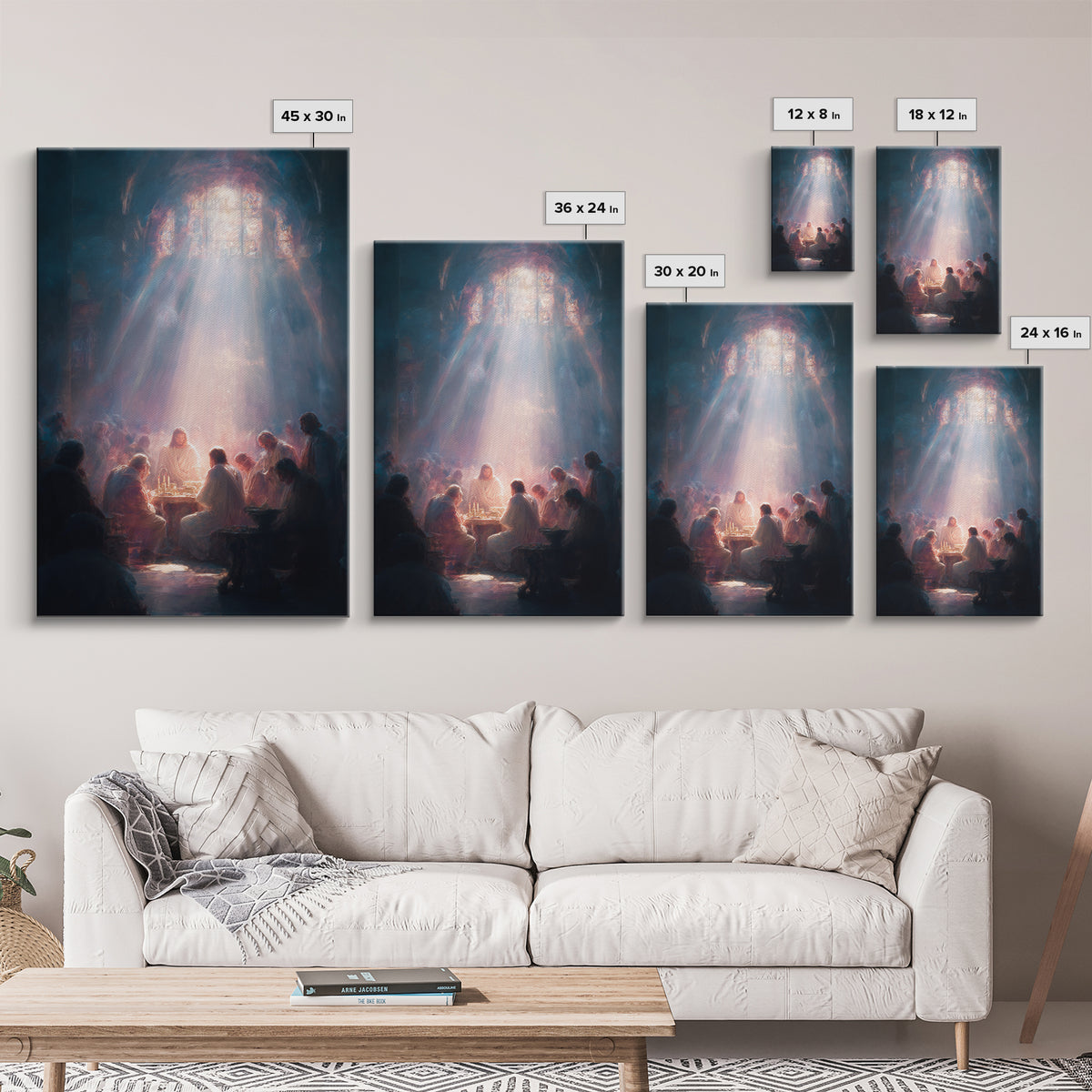 Table Of Light – Framed Canvas Print – Christian Art Canvas – Christian Wall Art – Large Jesus Painting – Modern Christian Art – Christian