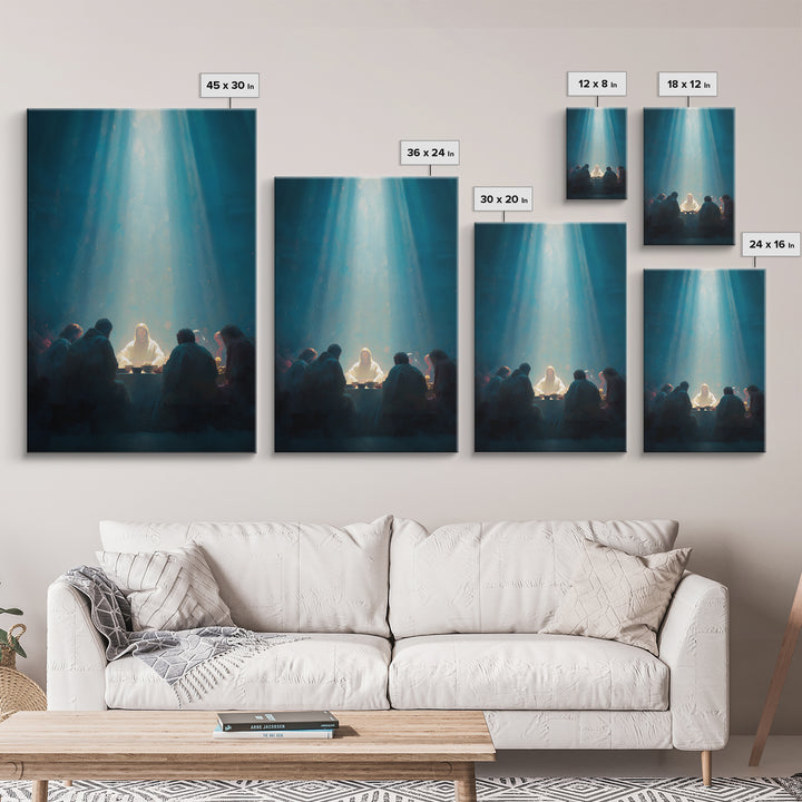 Light Of Communion – Framed Canvas Print – Christian Art Canvas – Christian Wall Art – Large Christian Painting – Moody Christian Art – Jes