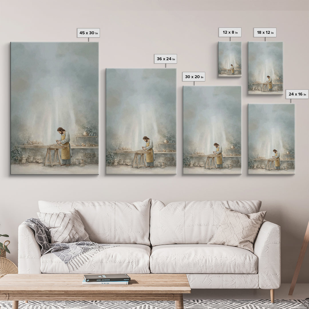 Workshop Of Faith – Framed Canvas Print – Christian Wall Art – Christian Art Canvas – Modern Christian Art – Subtle Christian Art – Christi