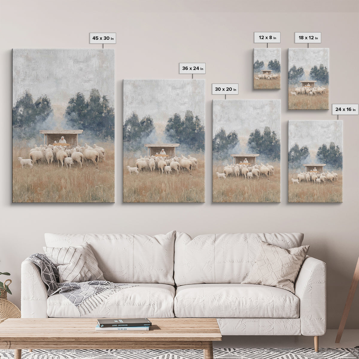 Flock Of Grace – Framed Canvas Print – Christian Christmas Art – Jesus Painting – Christian Wall Art – Christmas Canvas Wall Art – Christia