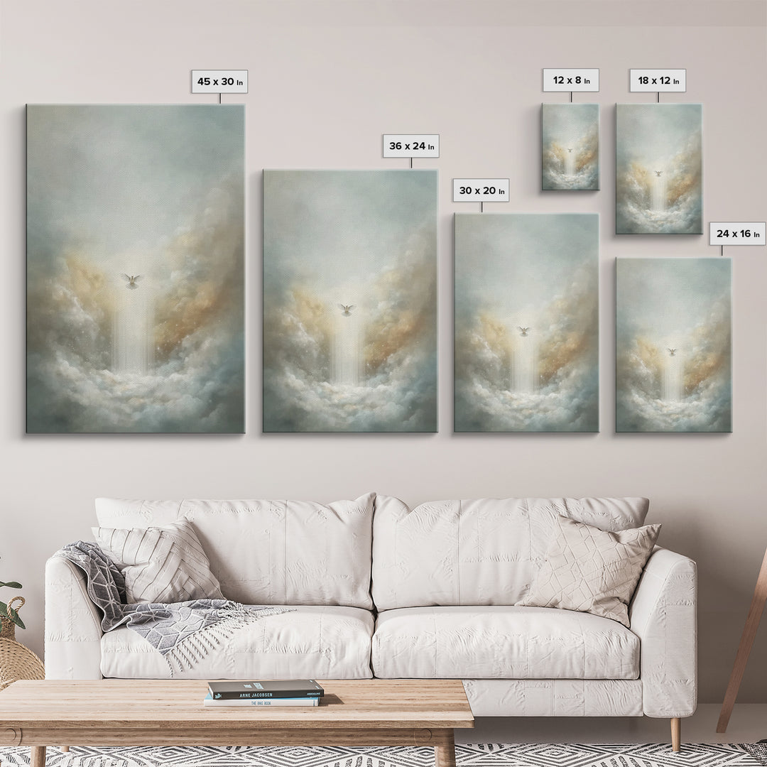 Heavenly Ascension, Framed Canvas Print, Christian Art Canvas, Christian Wall Art, Modern Christian Art, Subtle Christian Art, Christian Gi
