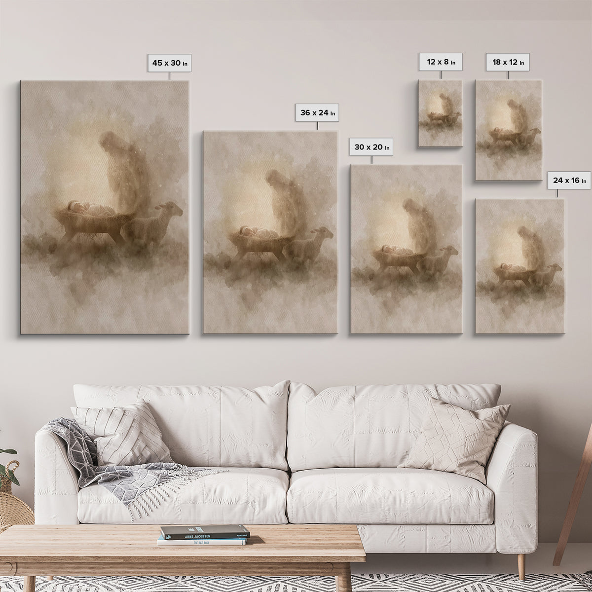 Sacred Night Glow – Framed Canvas Print – Christian Christmas Art – Christian Wall Art – Christian Art Canvas – Jesus Painting – Christmas