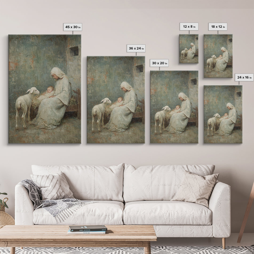 Mother’s Tender Rest – Framed Canvas Print – Christian Art Canvas – Vintage Christian Art – Christian Wall Art – Christmas Art – Jesus Pain