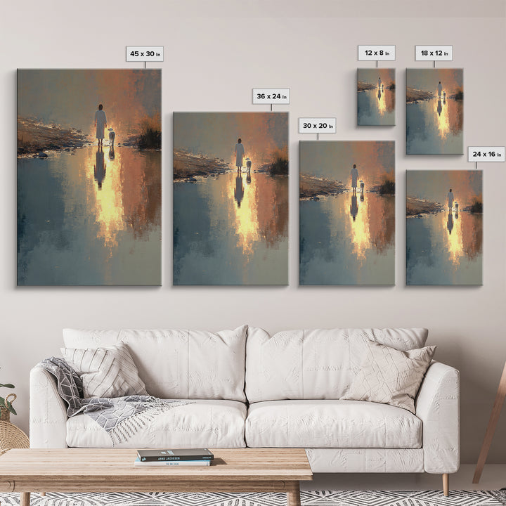Golden River Walk – Framed Canvas Print – Christian Wall Art – Christian Art Canvas – Jesus Painting – Modern Christian Art – Christian Chr