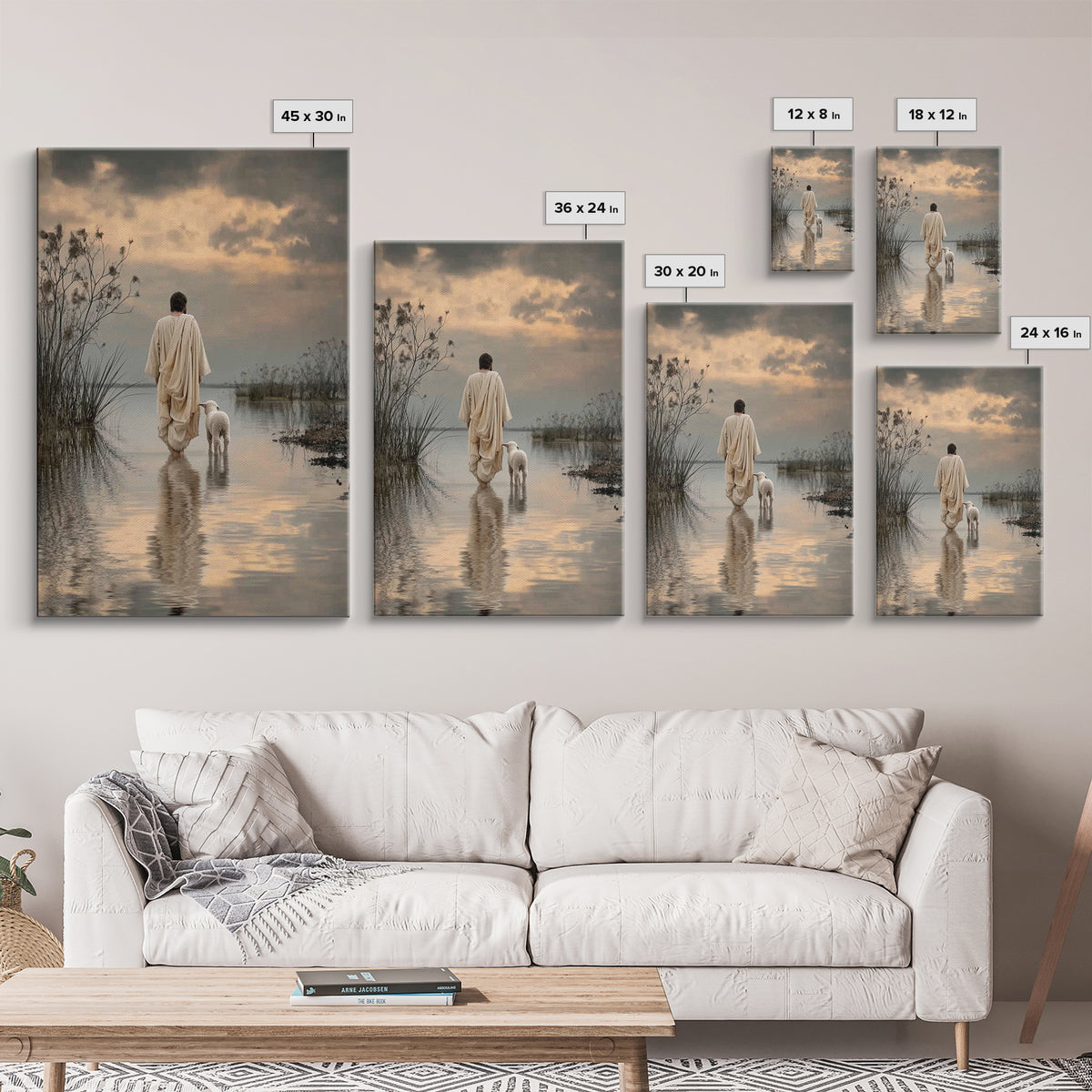 Evening Shepherd Hope – Framed Canvas Print – Christian Art Canvas – Christian Wall Art – Jesus Painting – Christian Christmas Art – Subtle
