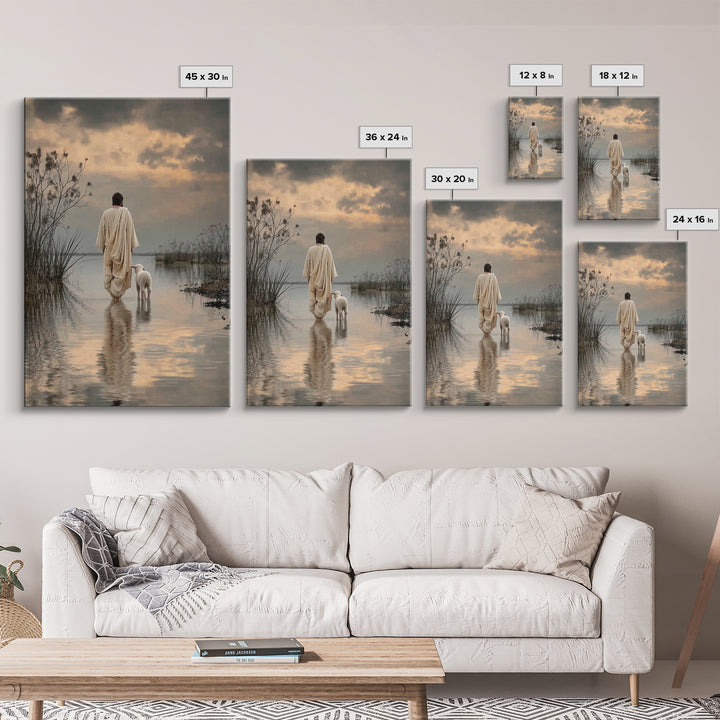 Evening Shepherd Hope – Framed Canvas Print – Christian Art Canvas – Christian Wall Art – Jesus Painting – Christian Christmas Art – Subtle