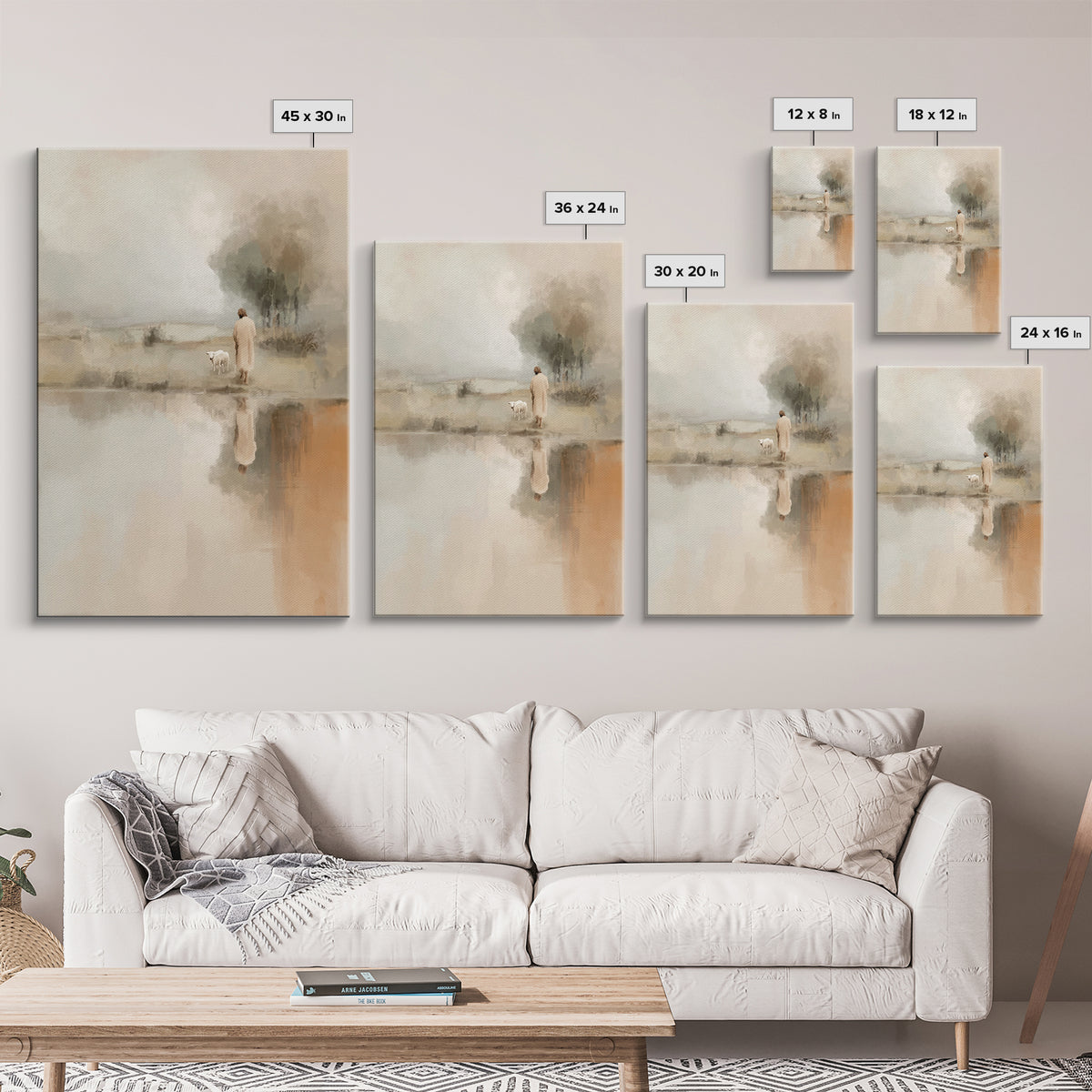 Quiet Shepherd Path – Framed Canvas Print – Christian Wall Art – Jesus Painting – Christian Art Canvas – Pastoral Scenery – Christian Decor
