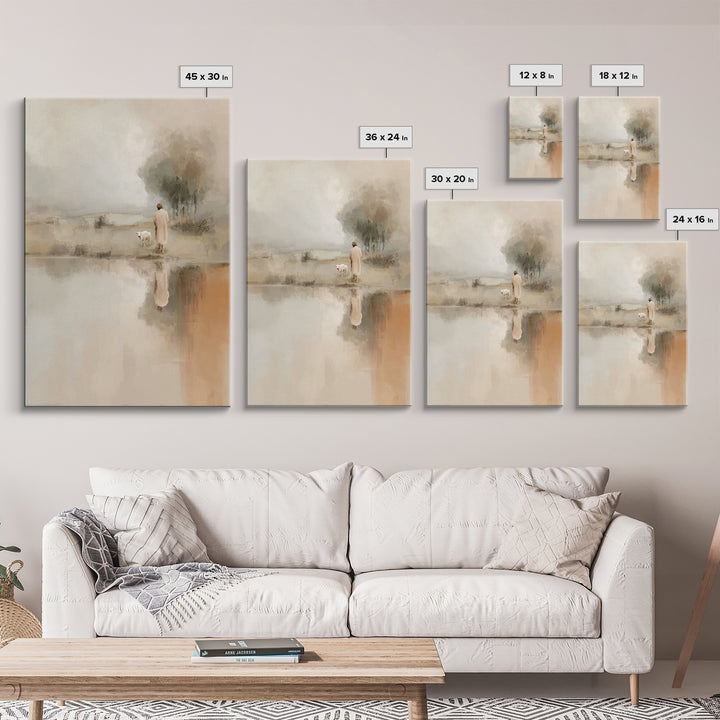 Quiet Shepherd Path – Framed Canvas Print – Christian Wall Art – Jesus Painting – Christian Art Canvas – Pastoral Scenery – Christian Decor