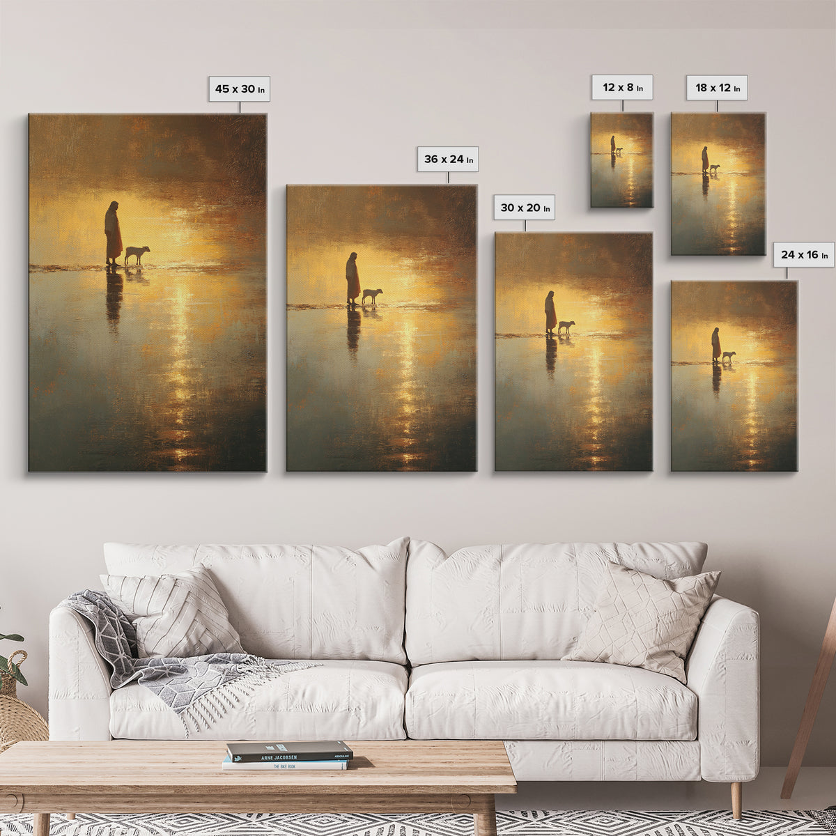 Golden Quiet Valley – Framed Canvas Print – Christian Art Canvas – Moody Christian Art – Jesus Painting – Christian Wall Art – Christian De