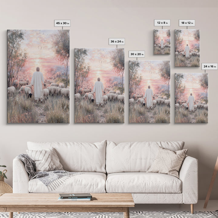 Radiant Shepherd Glow – Framed Canvas Print – Christian Wall Art – Jesus Painting – Christian Art Canvas – Vintage Christian Art – Christia