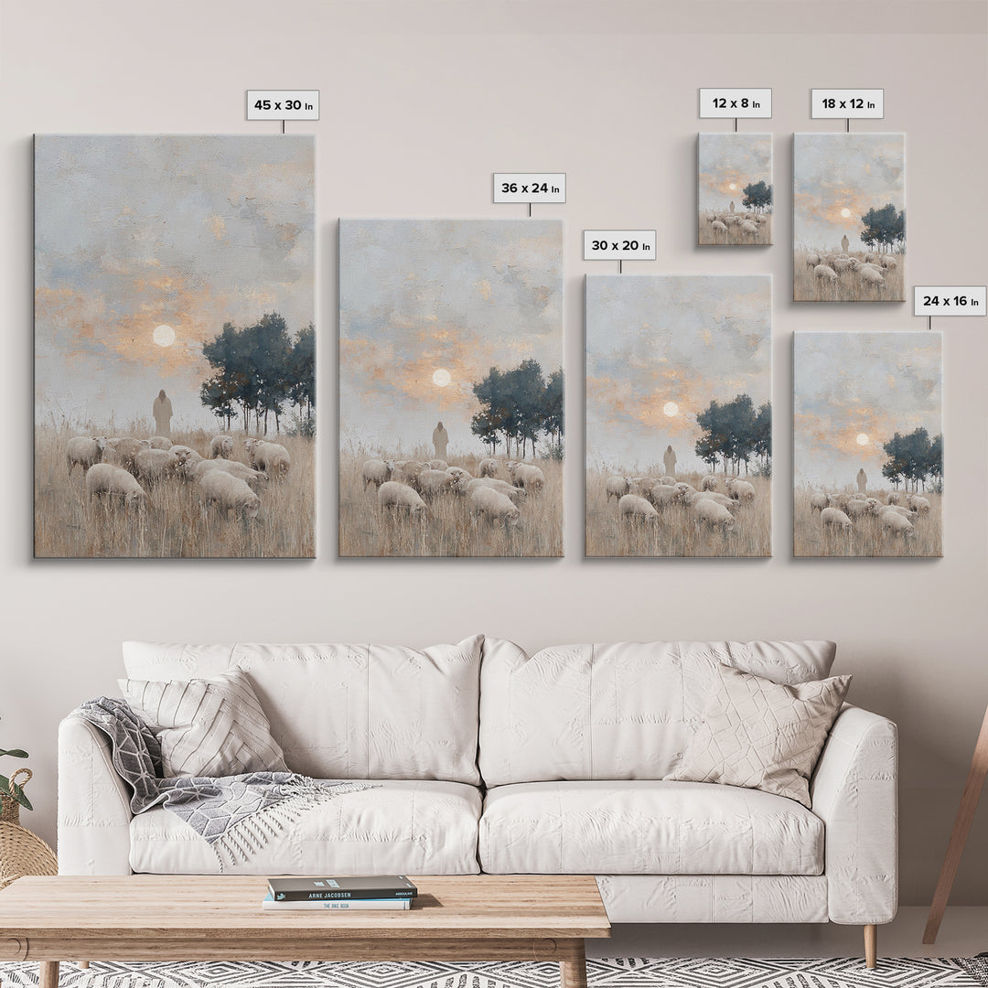 Pasture Of Mercy – Framed Canvas Print – Christian Art Print – Christian Wall Art – Jesus Painting – Christian Art Canvas – Christian Chris