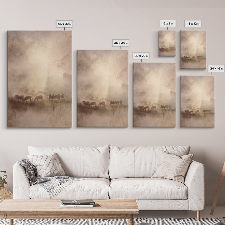 Morning Flock Rising – Framed Canvas Print – Christian Art Canvas – Subtle Christian Art – Christian Wall Art – Jesus Painting – Christian