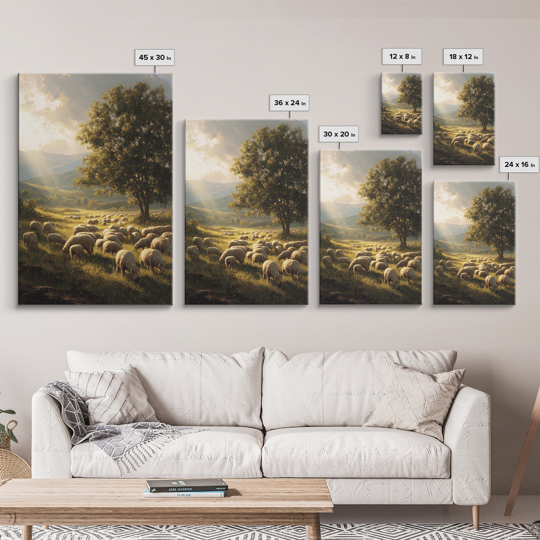 Dawn Of The Shepherds – Framed Canvas Print – Christian Wall Art – Christian Art Canvas – Christian Christmas Art – Pastoral Scenery – Chri