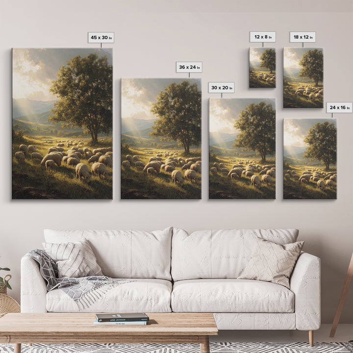 Dawn Of The Shepherds – Framed Canvas Print – Christian Wall Art – Christian Art Canvas – Christian Christmas Art – Pastoral Scenery – Chri