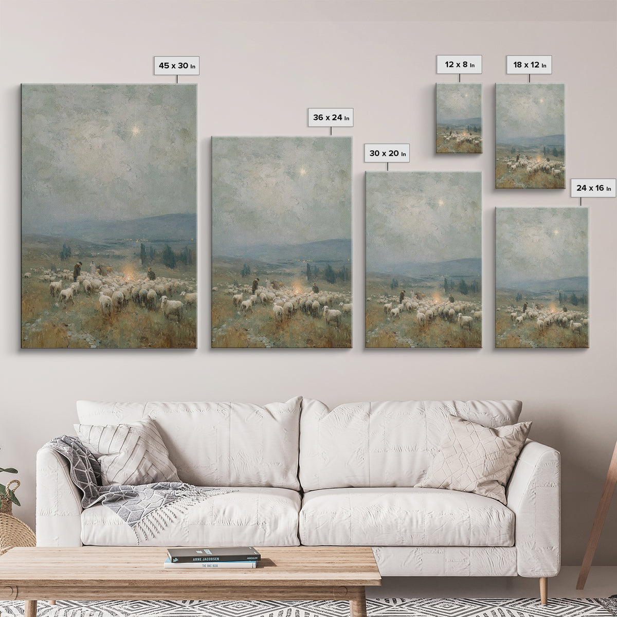 Bethlehem Horizon Star – Framed Canvas Print – Christian Wall Art – Christian Christmas Art – Christian Art Canvas – Pastoral Scenery – Chr