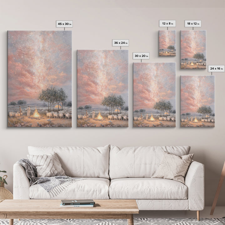 Glory In The Heavens – Framed Canvas Print – Christian Art Canvas – Christmas Art – Christian Wall Art – Christian Christmas Decor – Modern