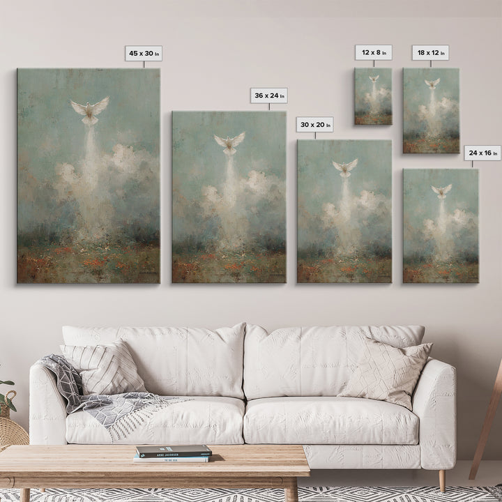 Rising Peace, Framed Canvas Print, Christian Art Canvas, Christian Wall Art, Christian Christmas Art, Unique Christian Art, Moody Christian