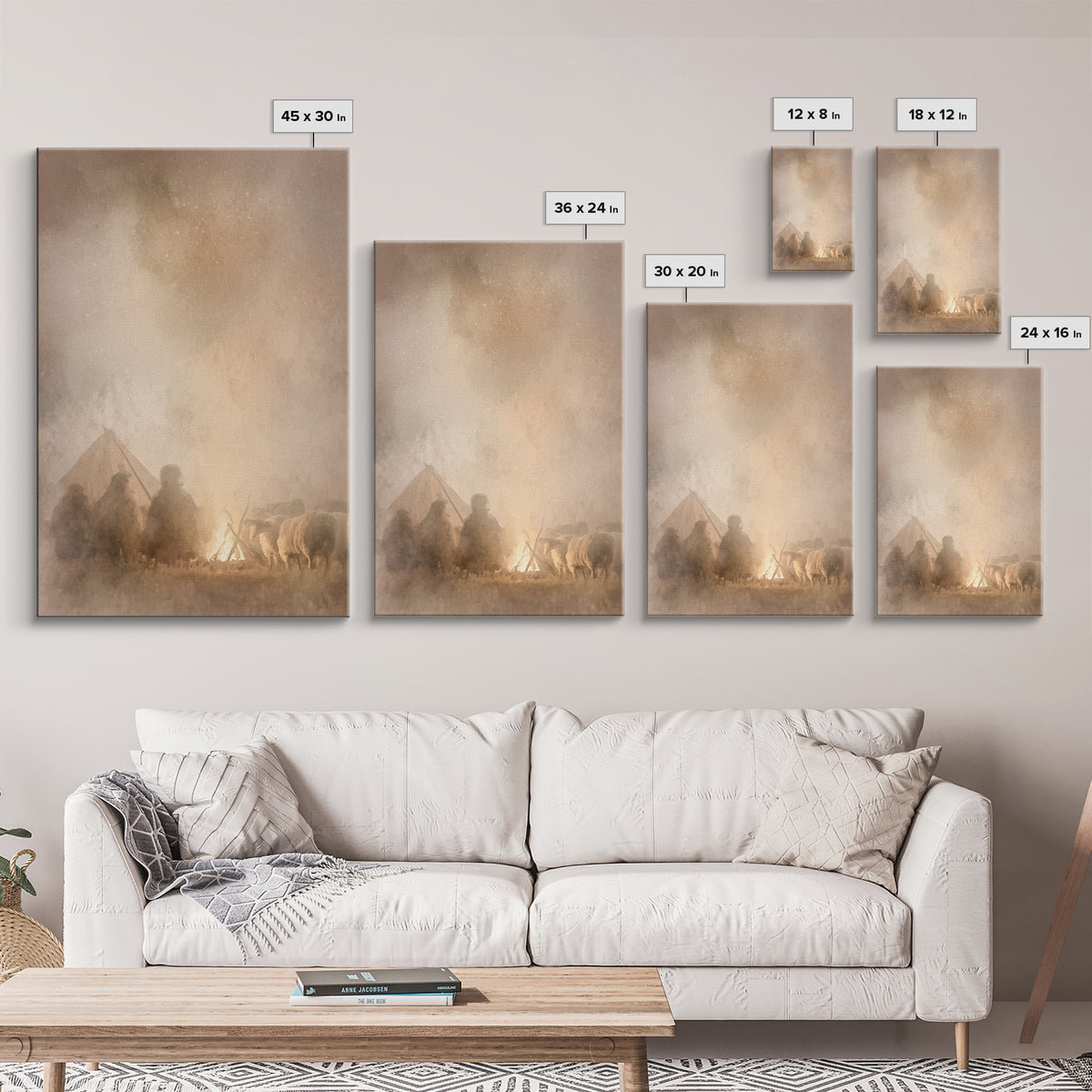 Shepherds Of Light – Framed Canvas Print – Christian Wall Art – Christian Art Canvas – Jesus Christmas Art – Pastoral Scenery – Christmas A