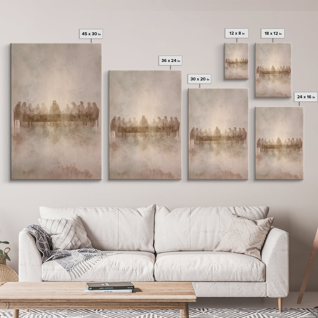 Table Of Twelve – Framed Canvas Print – Christian Art Canvas – Christian Wall Art – Jesus Painting – Minimalist Christian Art – Christian C