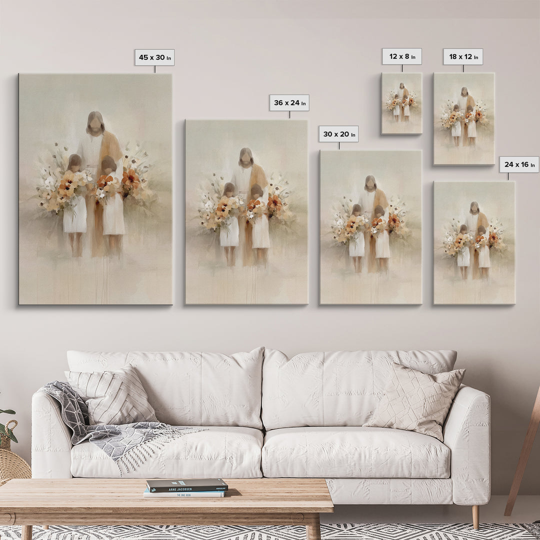 Garden Of Blessing | Framed Canvas Print | Christian Art Canvas | Jesus Art Print | Minimalist Christian Art | Christian Wall Art | Christi