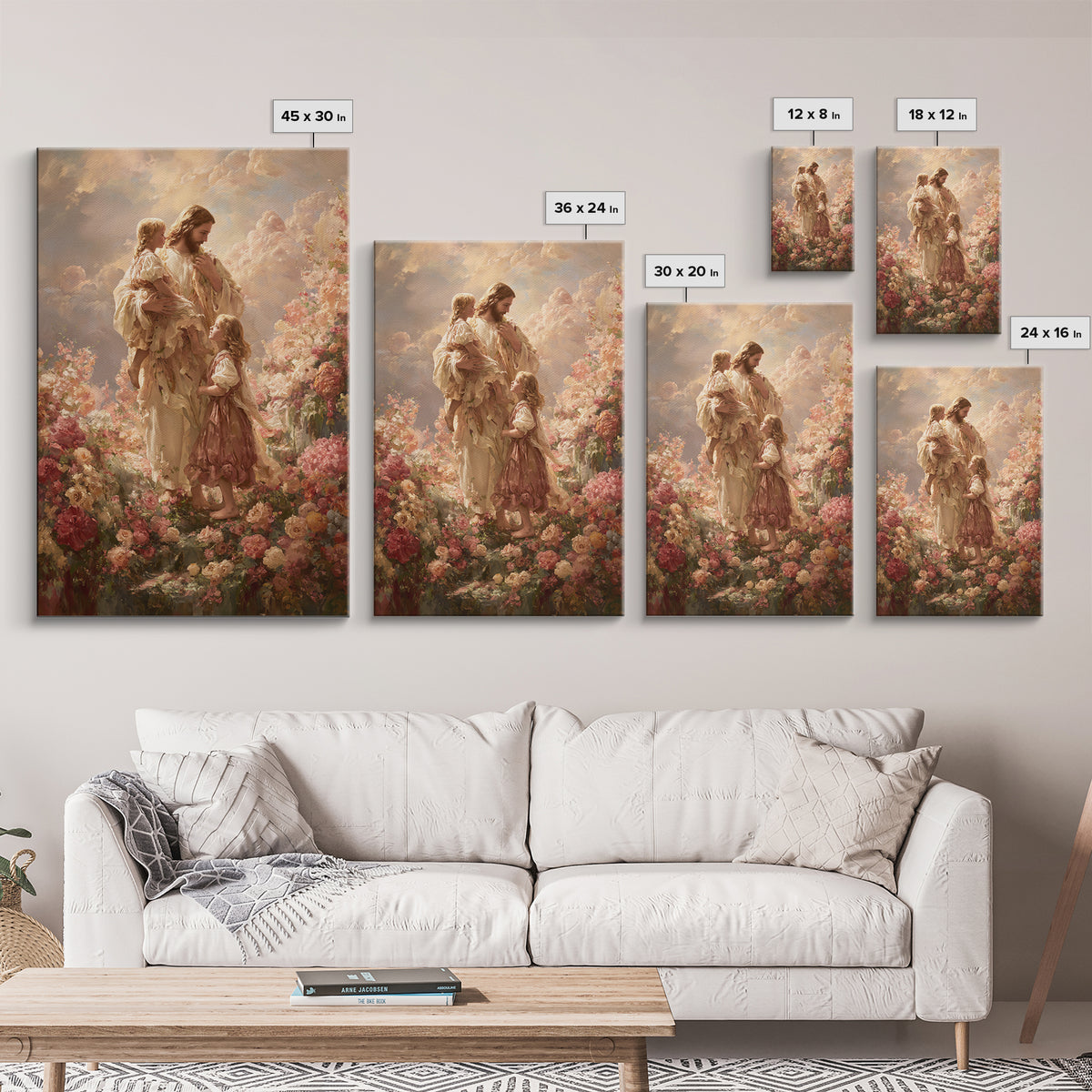 Children Of Heaven – Framed Canvas Print – Jesus Painting – Christian Wall Art – Large Christian Painting – Christian Art Canvas – Vintage
