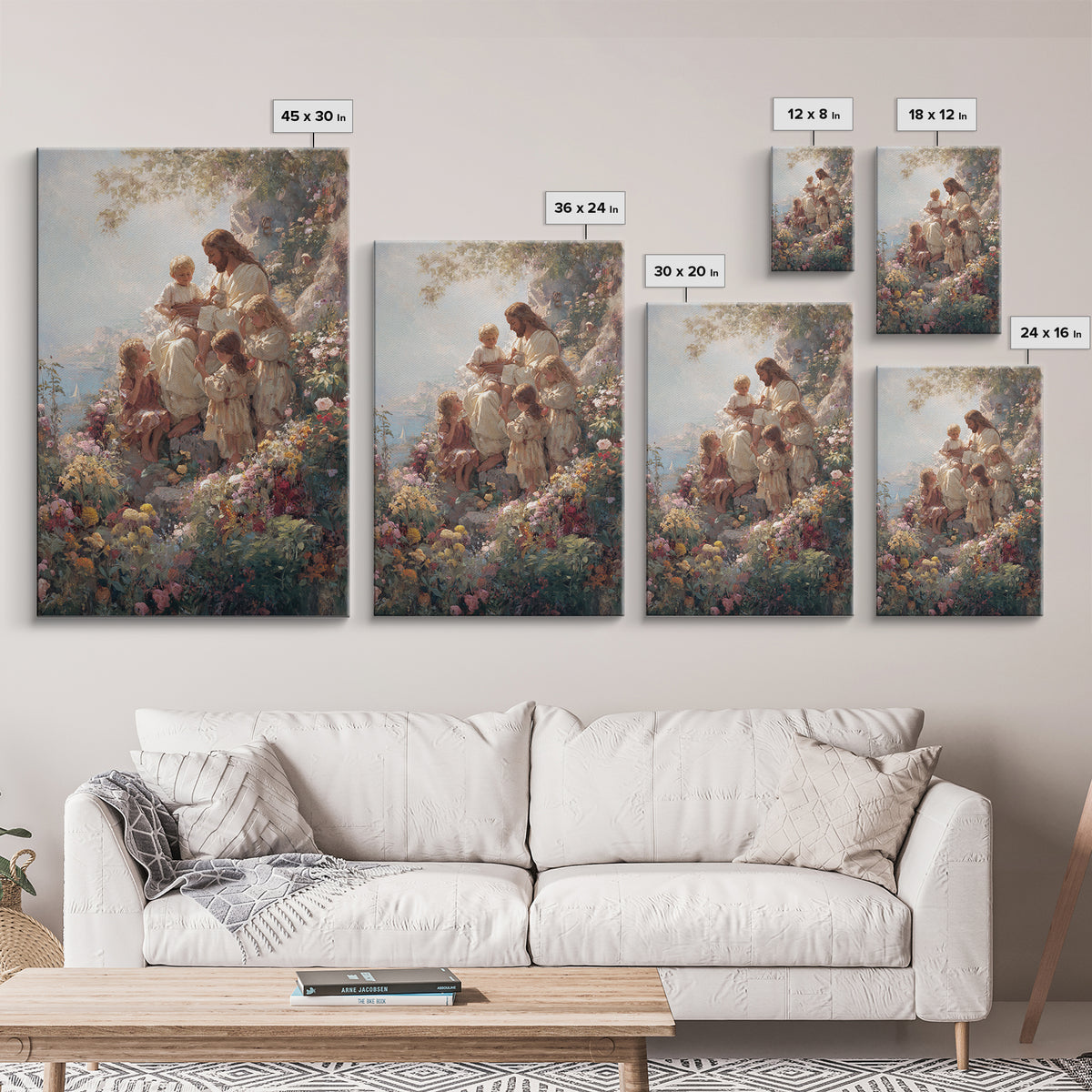 Meadow Of Grace, Framed Canvas Print, Christian Art Canvas, Jesus Painting, Christian Wall Art, Modern Christian Painting, Christian Art