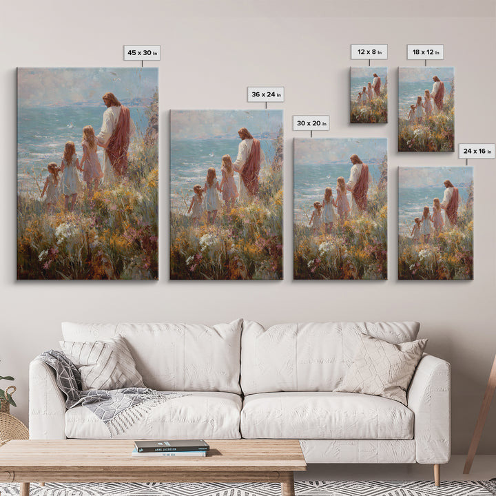 Shoreline Promise | Framed Canvas Print | Christian Wall Art | Jesus Art Print | Christian Art Canvas | Modern Christian Art | Christian Pa