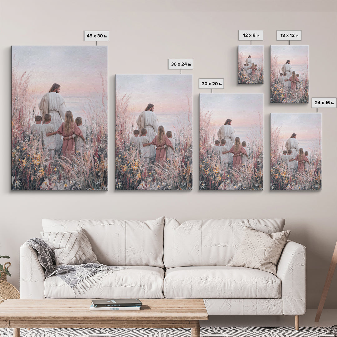 Pastel Horizon Light, Framed Canvas Print, Christian Wall Art, Jesus Art Print, Christian Art Canvas, Christian Painting, Modern Christian