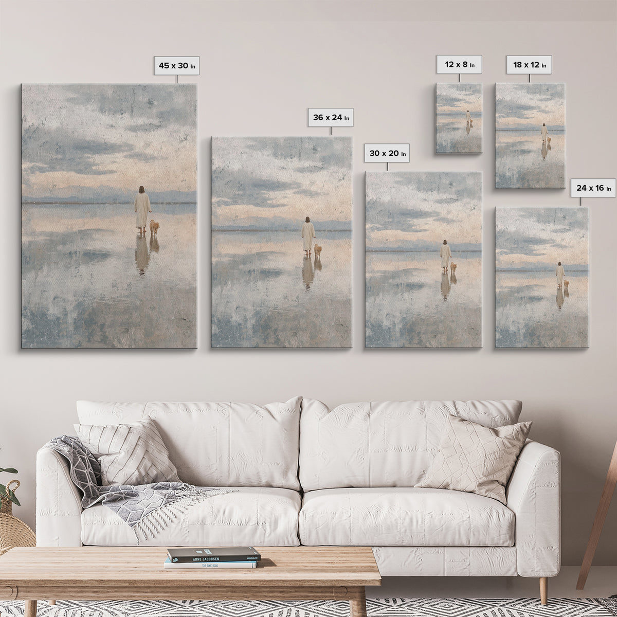 Walk Of Peace | Framed Canvas Print | Christian Wall Art | Jesus Canvas Art | Christian Art Canvas | Minimalist Christian Art | Christian P