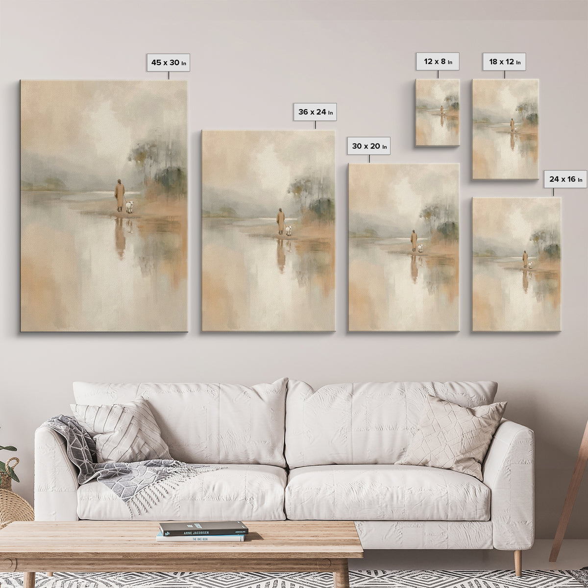 Quiet Shepherd Path – Framed Canvas Print – Christian Wall Art – Christian Art Canvas – Jesus Painting – Subtle Christian Art – Christmas A